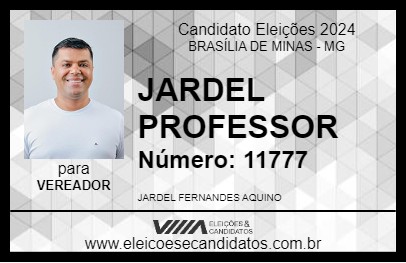 Candidato JARDEL PROFESSOR 2024 - BRASÍLIA DE MINAS - Eleições