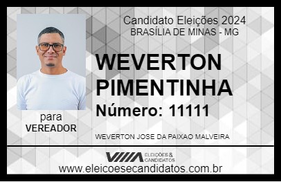 Candidato WEVERTON PIMENTINHA 2024 - BRASÍLIA DE MINAS - Eleições