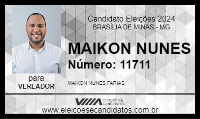 Candidato MAIKON NUNES 2024 - BRASÍLIA DE MINAS - Eleições