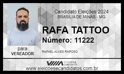 Candidato RAFA TATTOO 2024 - BRASÍLIA DE MINAS - Eleições