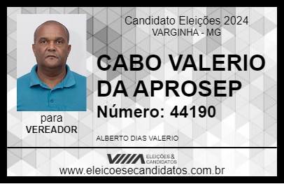 Candidato CABO VALÉRIO DA APROSEP 2024 - VARGINHA - Eleições