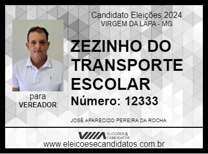 Candidato ZEZINHO DO TRANSPORTE ESCOLAR 2024 - VIRGEM DA LAPA - Eleições