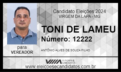 Candidato TONI DE LAMEU 2024 - VIRGEM DA LAPA - Eleições