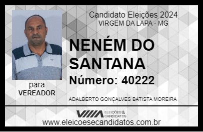 Candidato NENÉM DO SANTANA 2024 - VIRGEM DA LAPA - Eleições