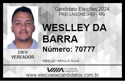 Candidato WESLLEY DA BARRA 2024 - FREI LAGONEGRO - Eleições