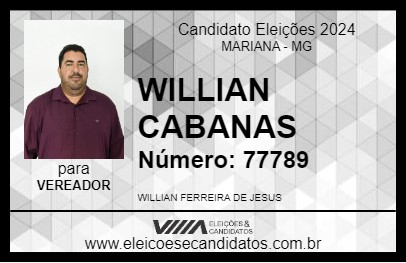 Candidato WILLIAN CABANAS 2024 - MARIANA - Eleições