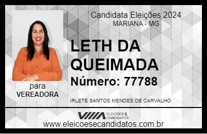 Candidato LETH DA QUEIMADA 2024 - MARIANA - Eleições