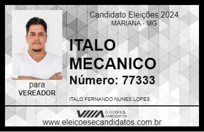 Candidato ITALO MECANICO 2024 - MARIANA - Eleições