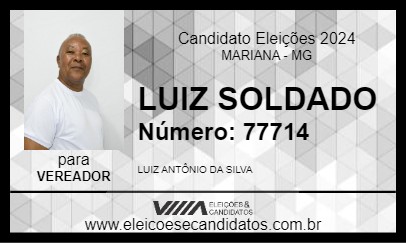 Candidato LUIZ SOLDADO 2024 - MARIANA - Eleições