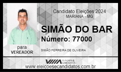 Candidato SIMÃO DO BAR 2024 - MARIANA - Eleições