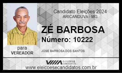 Candidato ZÉ BARBOSA 2024 - ARICANDUVA - Eleições