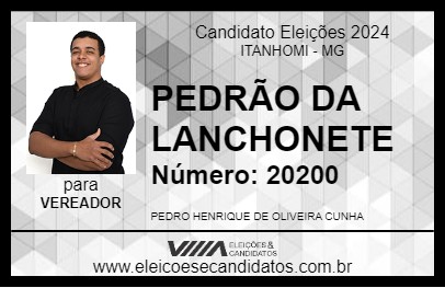 Candidato PEDRÃO DA LANCHONETE 2024 - ITANHOMI - Eleições