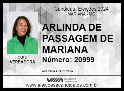 Candidato ARLINDA DE PASSAGEM DE MARIANA 2024 - MARIANA - Eleições