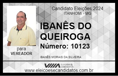 Candidato IBANÊS DO QUEIROGA 2024 - ITANHOMI - Eleições