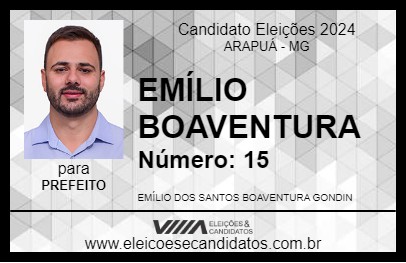 Candidato EMÍLIO BOAVENTURA 2024 - ARAPUÁ - Eleições