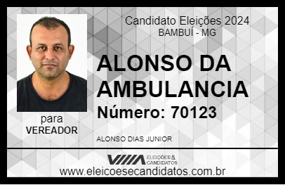 Candidato ALONSO DA AMBULANCIA 2024 - BAMBUÍ - Eleições