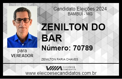 Candidato ZENILTON DO BAR 2024 - BAMBUÍ - Eleições