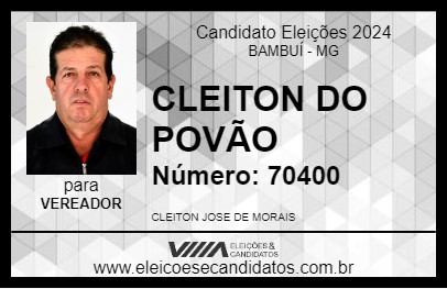 Candidato CLEITON DO POVÃO 2024 - BAMBUÍ - Eleições