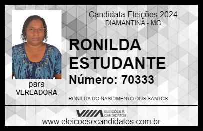 Candidato RONILDA ESTUDANTE 2024 - DIAMANTINA - Eleições