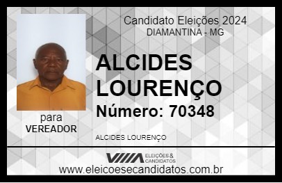 Candidato ALCIDES LOURENÇO 2024 - DIAMANTINA - Eleições