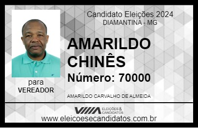 Candidato AMARILDO CHINÊS 2024 - DIAMANTINA - Eleições