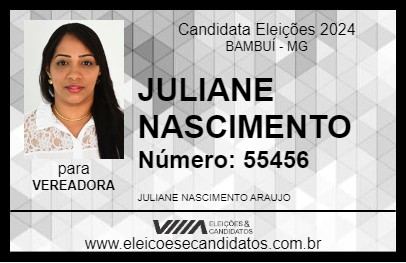 Candidato JULIANE NASCIMENTO 2024 - BAMBUÍ - Eleições