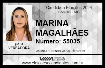 Candidato MARINA MAGALHÃES 2024 - BAMBUÍ - Eleições