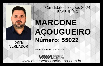 Candidato MARCONE AÇOUGUEIRO 2024 - BAMBUÍ - Eleições