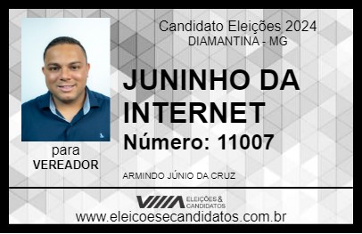 Candidato JUNINHO DA INTERNET 2024 - DIAMANTINA - Eleições