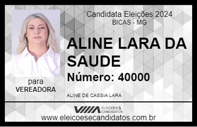 Candidato ALINE LARA DA SAUDE 2024 - BICAS - Eleições