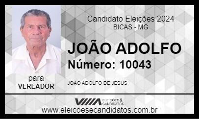 Candidato JOÃO ADOLFO 2024 - BICAS - Eleições