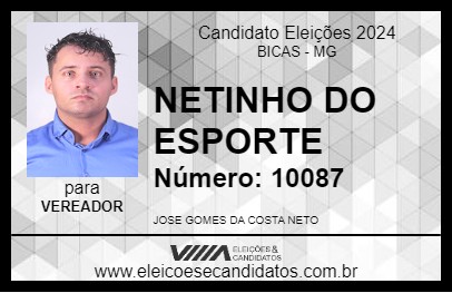 Candidato NETINHO DO ESPORTE 2024 - BICAS - Eleições