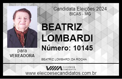 Candidato BEATRIZ LOMBARDI 2024 - BICAS - Eleições