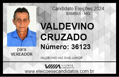 Candidato VALDEVINO CRUZADO 2024 - BAMBUÍ - Eleições