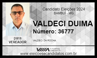 Candidato VALDECI ROCHA 2024 - BAMBUÍ - Eleições