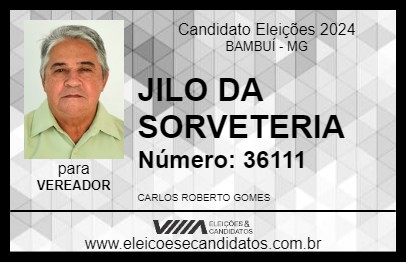 Candidato JILO DA SORVETERIA 2024 - BAMBUÍ - Eleições