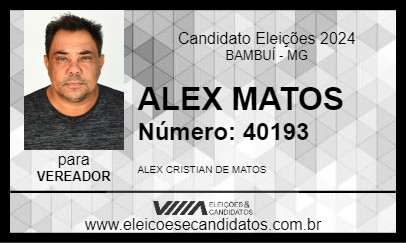 Candidato ALEX MATOS - AMBULÂNCIA 2024 - BAMBUÍ - Eleições