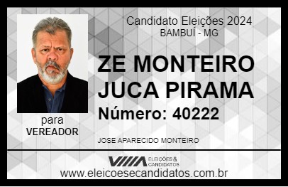 Candidato ZE MONTEIRO JUCA PIRAMA 2024 - BAMBUÍ - Eleições