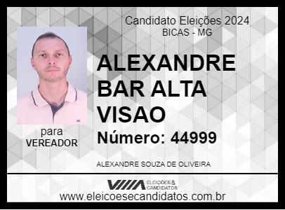 Candidato ALEXANDRE BAR ALTA VISAO 2024 - BICAS - Eleições