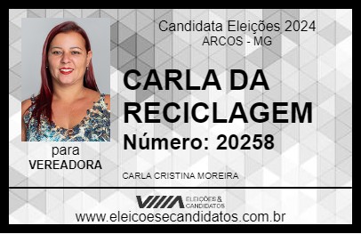 Candidato CARLA DA RECICLAGEM 2024 - ARCOS - Eleições