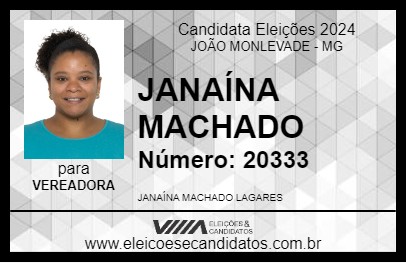 Candidato JANAÍNA MACHADO 2024 - JOÃO MONLEVADE - Eleições