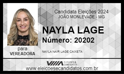 Candidato NAYLA LAGE 2024 - JOÃO MONLEVADE - Eleições