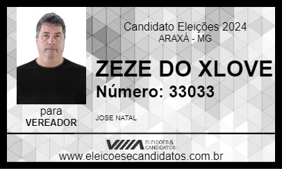 Candidato ZEZE DO XLOVE 2024 - ARAXÁ - Eleições