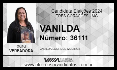 Candidato VANILDA 2024 - TRÊS CORAÇÕES - Eleições