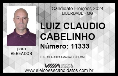 Candidato LUIZ CLAUDIO  CABELINHO 2024 - LIBERDADE - Eleições