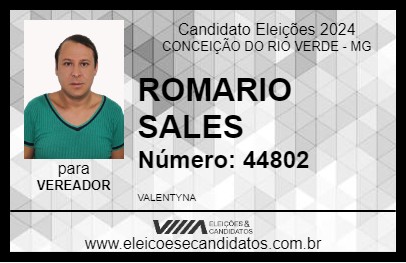 Candidato ROMARIO SALES 2024 - CONCEIÇÃO DO RIO VERDE - Eleições