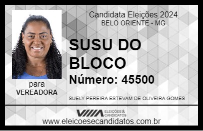 Candidato SUSU DO BLOCO 2024 - BELO ORIENTE - Eleições