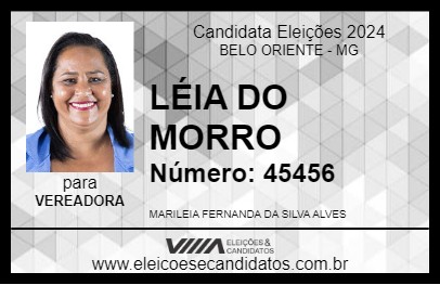 Candidato LÉIA DO MORRO 2024 - BELO ORIENTE - Eleições