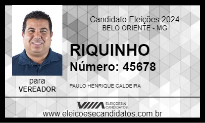 Candidato RIQUINHO 2024 - BELO ORIENTE - Eleições