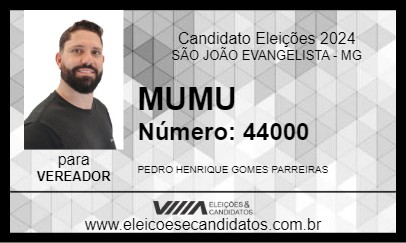 Candidato MUMU 2024 - SÃO JOÃO EVANGELISTA - Eleições